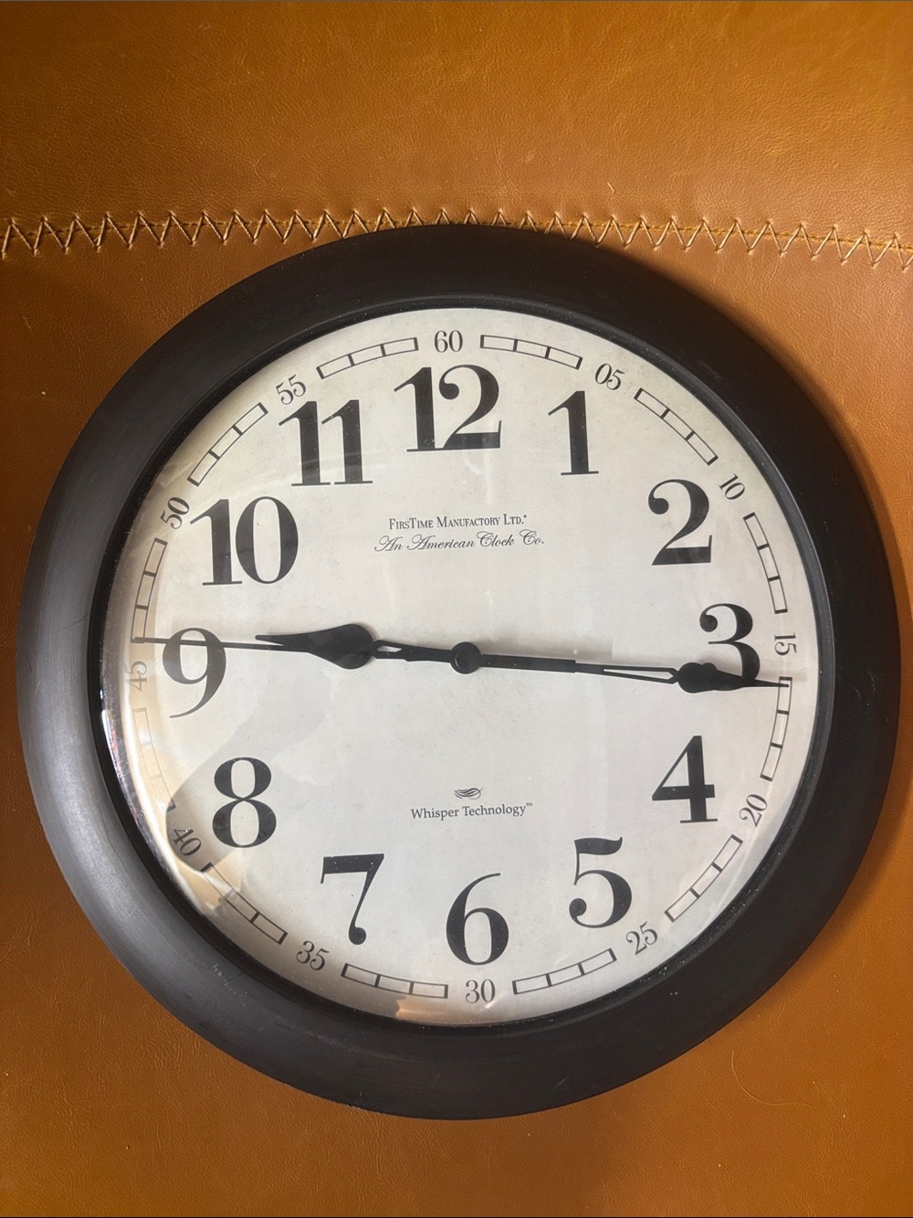 5/$15! Battery powered round Wall Clock-dark brown casing and black numerals